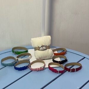 Ecclissi 925 Sterling Silver Women’s  Watch Mother-of-Pearl Dial Leather Bands